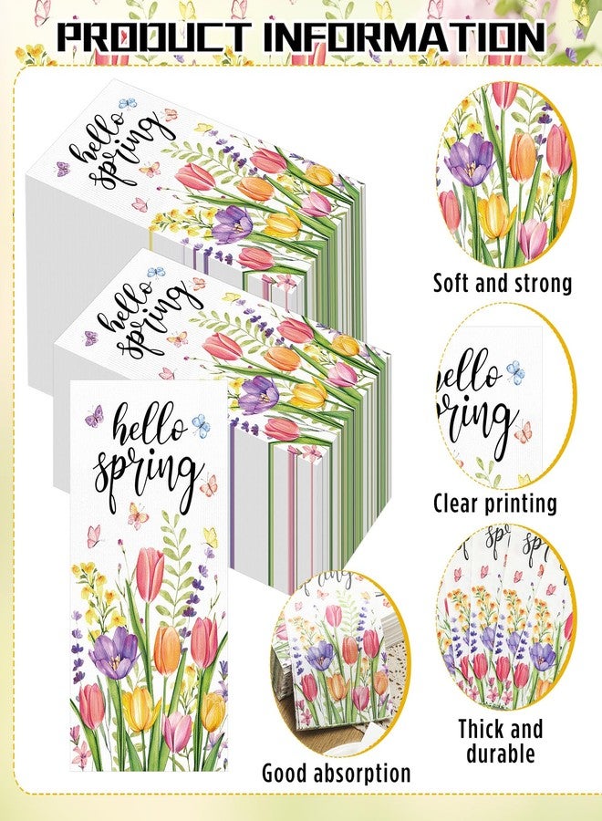 Jingmore 100 Pcs Spring Disposable Paper Guest Towels for Bathroom Floral Butterfly Hand Towels Decorative Hello Spring Napkins for Wedding Bridal Shower Party Summer Kitchen Dinner Table Toilet - Image 4